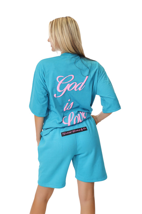 G.I.L. “God is Love” Oversized Tee – Teal & Pink Limited Edition